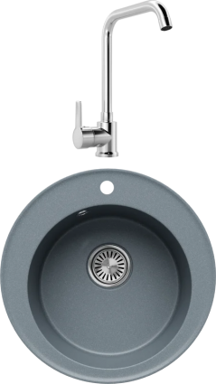 Комплект Мойка кухонная Tolero Classic R-108 грей + Смеситель MEGA Ege MG-PL10 хром