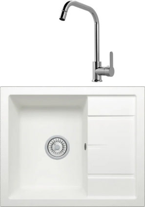 Комплект Мойка кухонная Tolero Classic R-107 туман + Смеситель MEGA City MG- ZRV104 хром
