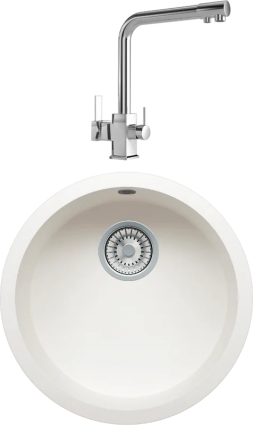 Комплект Мойка кухонная Tolero Classic R-104 туман + Смеситель MEGA Life MG-TK06 хром
