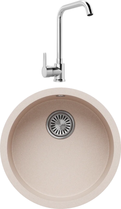 Комплект Мойка кухонная Tolero Classic R-104 саванна + Смеситель MEGA Ege MG-PL10 хром