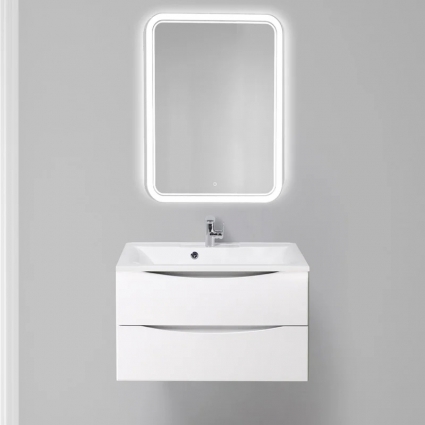 Мебель для ванной комнаты BelBagno Marino 80 bianco lucido, подвесная, зеркало STWORKI Монтре