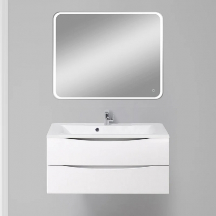 Мебель для ванной комнаты BelBagno Marino 100 bianco lucido, подвесная, зеркало DIWO Коломна