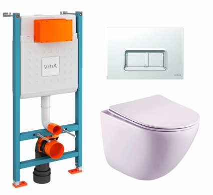 Комплект 3 в 1 инсталляция VitrA V-Fix Core + Унитаз подвесной Esbano Lotus ESUPLOTUW + кнопка хром