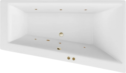 Акриловая ванна Excellent Sfera Soft R 170x100 см, угловая, с гидромассажем, с каркасом, со сливом-переливом, фурнитура бронза, асимметричная