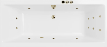Акриловая ванна Excellent Pryzmat Smart 150x75 см, с гидромассажем, с каркасом, со сливом-переливом, фурнитура бронза