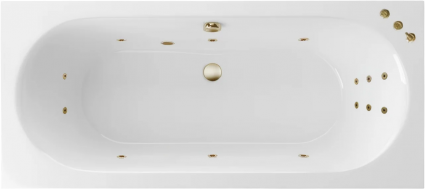 Акриловая ванна Excellent Oceana Slim Smart 170x75 см, с гидромассажем, с каркасом, со сливом-переливом, фурнитура бронза