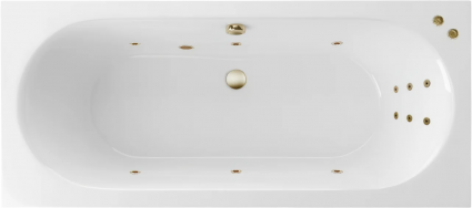 Акриловая ванна Excellent Oceana Slim Line 160x75 см, с гидромассажем, с каркасом, со сливом-переливом, фурнитура бронза