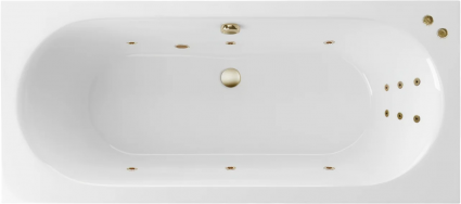 Акриловая ванна Excellent Oceana Line 180x80 см, с гидромассажем, с каркасом, со сливом-переливом, фурнитура бронза