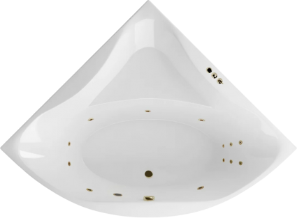 Акриловая ванна Excellent Glamour Smart 150x150 см, угловая, с гидромассажем, с каркасом, со сливом-переливом, фурнитура бронза, четверть круга