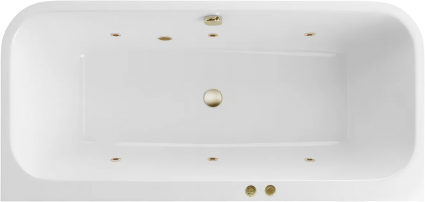Акриловая ванна Excellent Arana Soft 180x85 см, с гидромассажем, с каркасом, со сливом-переливом, фурнитура бронза