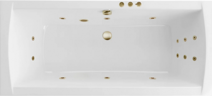 Акриловая ванна Excellent Aquaria Lux Slim Smart 180x80 см, с гидромассажем, с каркасом, со сливом-переливом, фурнитура бронза