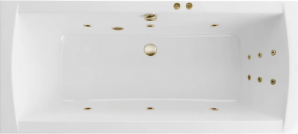 Акриловая ванна Excellent Aquaria Lux Slim Line 180x80 см, с гидромассажем, с каркасом, со сливом-переливом, фурнитура бронза