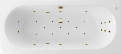 Акриловая ванна Excellent Oceana Ultra 160x75 см, с гидромассажем, с каркасом, со сливом-переливом, фурнитура бронза