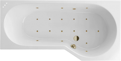 Акриловая ванна Excellent Be Spot Relax 160x80 см, угловая, с гидромассажем, с каркасом, со сливом-переливом, фурнитура бронза, асимметричная