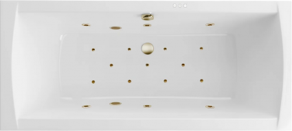 Акриловая ванна Excellent Aquaria Lux Slim Relax 180x80 см, с гидромассажем, с каркасом, со сливом-переливом, фурнитура бронза