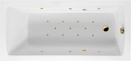 Акриловая ванна Excellent Aquaria Relax 150x70 см, с гидромассажем, с каркасом, со сливом-переливом, фурнитура золото