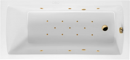 Акриловая ванна Excellent Aquaria Relax 140x70 см, с гидромассажем, с каркасом, со сливом-переливом, фурнитура золото