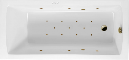 Акриловая ванна Excellent Aquaria Relax 140x70 см, с гидромассажем, с каркасом, со сливом-переливом, фурнитура бронза