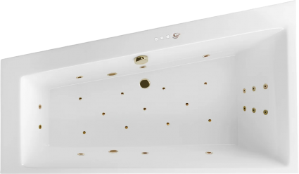 Акриловая ванна Excellent Sfera Slim Ultra L 170x100 см, угловая, с гидромассажем, с каркасом, со сливом-переливом, фурнитура бронза, асимметричная