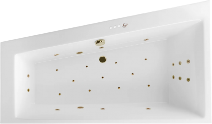 Акриловая ванна Excellent Sfera Ultra L 170x100 см, угловая, с гидромассажем, с каркасом, со сливом-переливом, фурнитура бронза, асимметричная