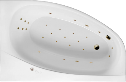 Акриловая ванна Excellent Kameleon Ultra 170x110 см, угловая, с гидромассажем, с каркасом, со сливом-переливом, фурнитура бронза, асимметричная