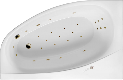 Акриловая ванна Excellent Kameleon Ultra 170x110 см, угловая, с гидромассажем, с каркасом, со сливом-переливом, фурнитура бронза, асимметричная