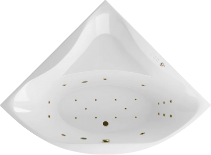 Акриловая ванна Excellent Glamour Ultra 150x150 см, угловая, с гидромассажем, с каркасом, со сливом-переливом, фурнитура бронза, четверть круга