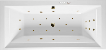 Акриловая ванна Excellent Crown Grand Ultra 190x90 см, с гидромассажем, с каркасом, со сливом-переливом, фурнитура бронза
