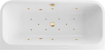 Акриловая ванна Excellent Arana Relax 180x85 см, с гидромассажем, с каркасом, со сливом-переливом, фурнитура золото