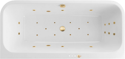 Акриловая ванна Excellent Arana Ultra 180x85 см, с гидромассажем, с каркасом, со сливом-переливом, фурнитура золото