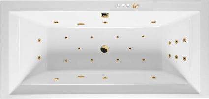 Акриловая ванна Excellent Crown Grand Ultra 190x90 см, с гидромассажем, с каркасом, со сливом-переливом, фурнитура золото