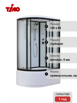 Душевая кабина Timo Standart T-6620BFR Black Fabric R с высоким поддоном