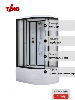 Душевая кабина Timo Standart T-6620BFL Black Fabric L с высоким поддоном