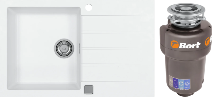 Комплект Мойка кухонная Alveus Cadit Granital 20 arctic + Измельчитель Bort Titan Max Power