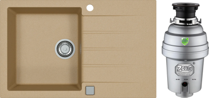 Комплект Мойка кухонная Alveus Cadit Granital 20 beige + Измельчитель Zorg Inox D ZR-38 D