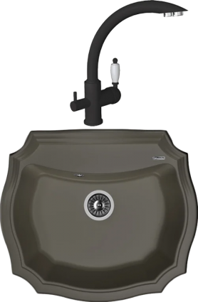 Комплект Мойка кухонная Florentina Эмилия 640 антрацит + Смеситель Шале FL антрацит