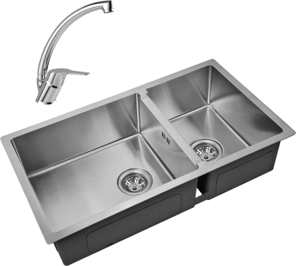 Комплект Мойка кухонная Zorg Inox R 78-2-44 + Смеситель MEGA Mega MG-BMK016 хром