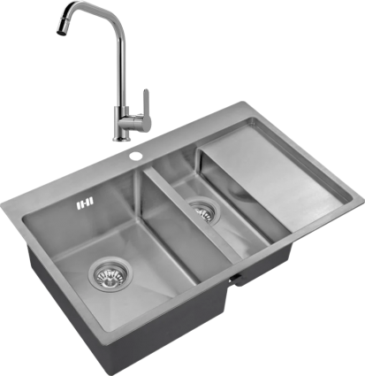 Комплект Мойка кухонная Zorg Inox R 5178-2-L + Смеситель MEGA City MG- ZRV104 хром