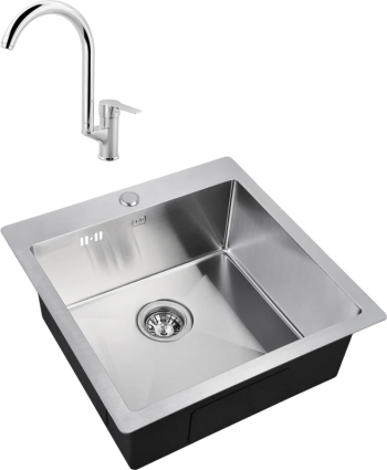 Комплект Мойка кухонная Zorg Inox R 5151 + Смеситель MEGA Snow MG-SH03 хром