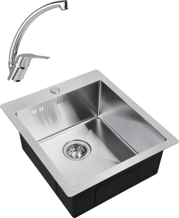 Комплект Мойка кухонная Zorg Inox R 4551 + Смеситель MEGA Mega MG-BMK016 хром