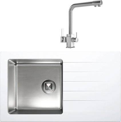 Комплект Мойка кухонная Tolero Twist TTS-860 туман + Смеситель MEGA Life MG-TK06 хром