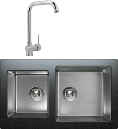 Комплект Мойка кухонная Tolero Twist TTS-840 уголь + Смеситель MEGA Didim MG-CM107 хром