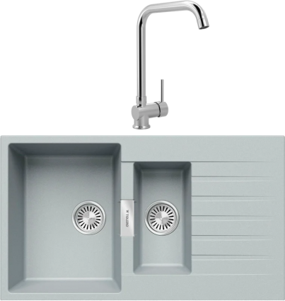 Комплект Мойка кухонная Tolero Loft TL-860 платина + Смеситель MEGA Didim MG-CM107 хром
