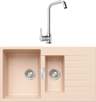 Комплект Мойка кухонная Tolero Loft TL-860 саванна + Смеситель MEGA Ege MG-PL10 хром
