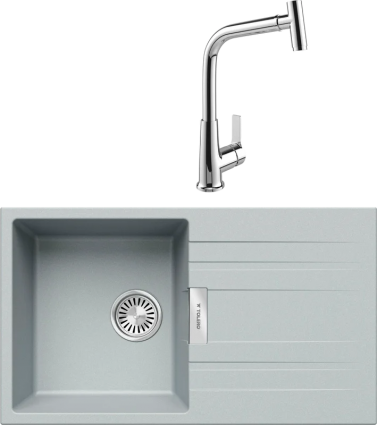 Комплект Мойка кухонная Tolero Loft TL-750 платина + Смеситель MEGA Life MG-TK09 хром