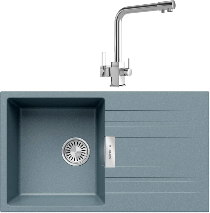 Комплект Мойка кухонная Tolero Loft TL-750 грей + Смеситель MEGA Life MG-TK06 хром