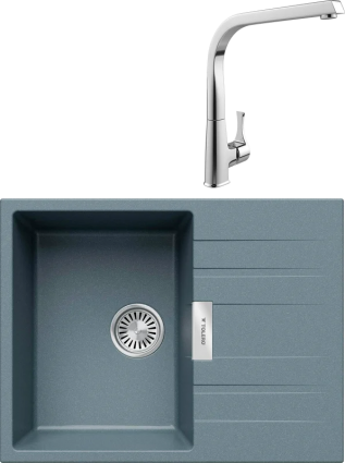 Комплект Мойка кухонная Tolero Loft TL-650 грей + Смеситель MEGA Mega MG-SUN03
