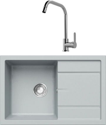 Комплект Мойка кухонная Tolero Classic R-112 платина + Смеситель MEGA City MG- ZRV104 хром