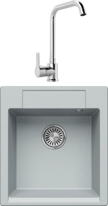 Комплект Мойка кухонная Tolero Classic R-117 платина + Смеситель MEGA Ege MG-PL10 хром
