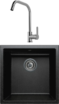 Комплект Мойка кухонная Tolero Classic R-128 уголь + Смеситель MEGA City MG- ZRV104 хром